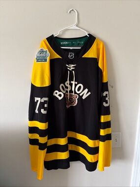 Boston Black and Yellow Hockey Jersey - Winter Classic Style